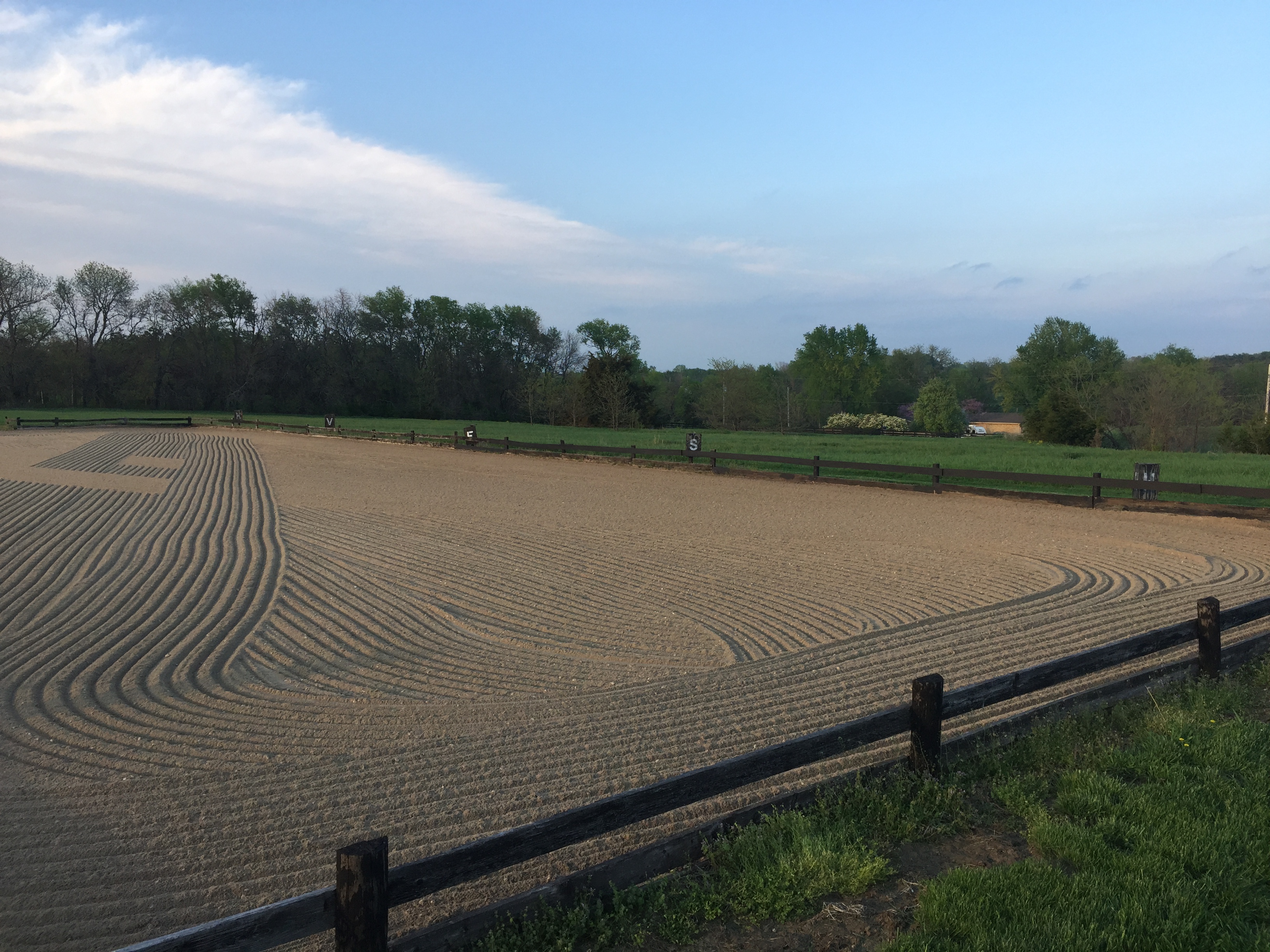 Outdoor riding arena at farm